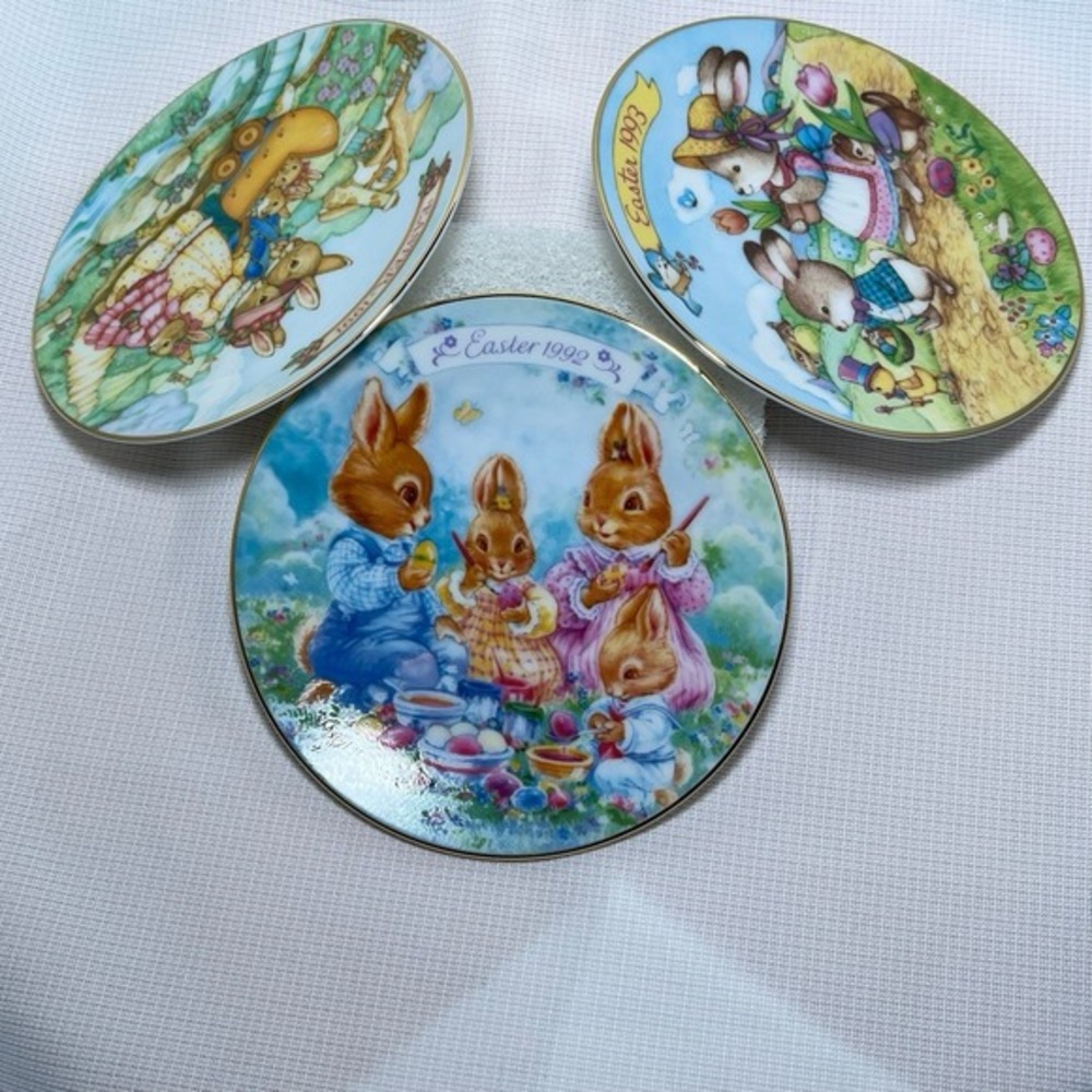 Avon Easter Collector Plates 1991 1992 1993 Porcelain 22K Gold Trim Set of 3